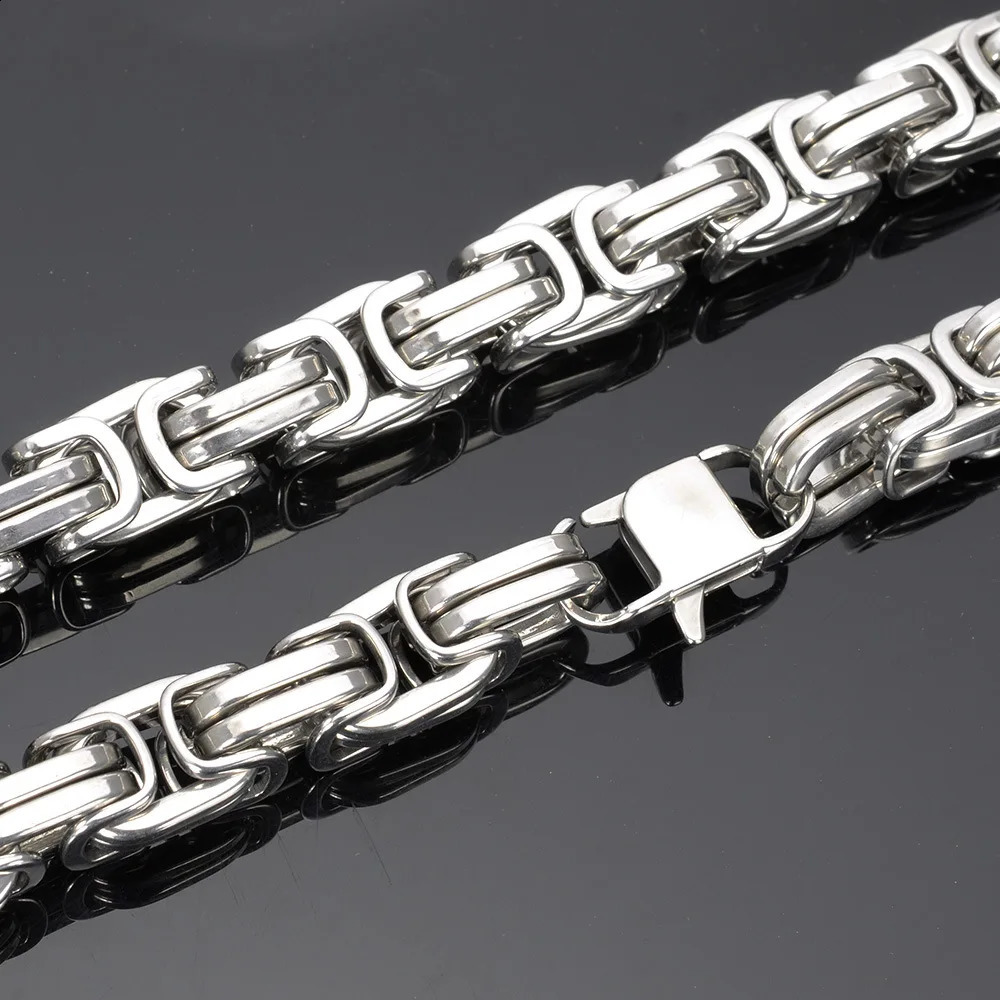 7-40 8/12/15MM Huge Heavy 316L Stainless Steel Silver Color Byzantine Chain Mens Necklace Fashion 250805