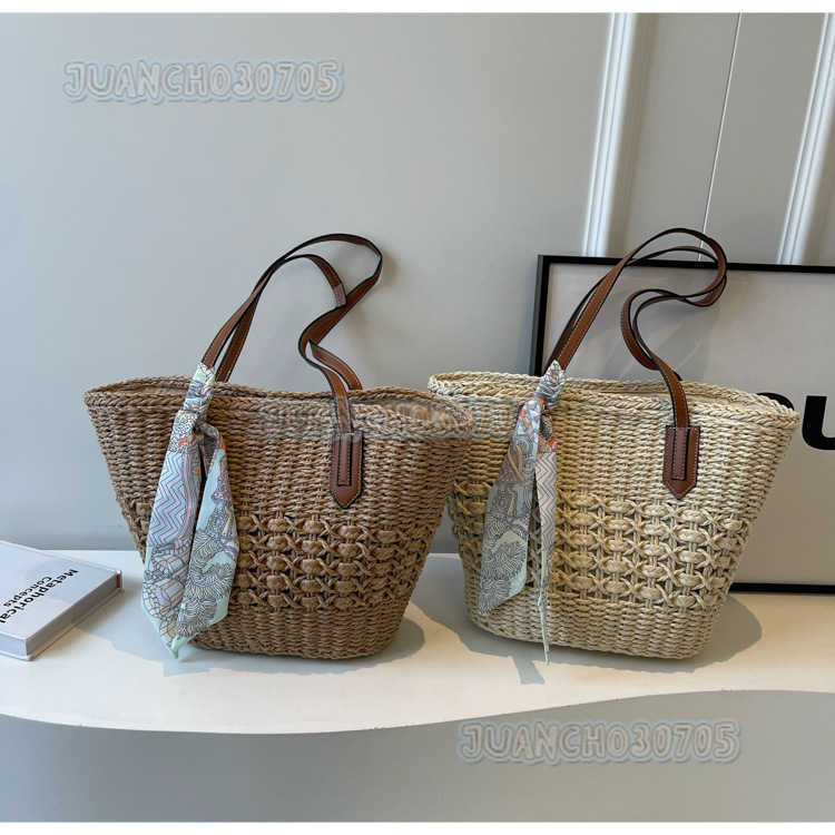 Woven Straw Bag Large Capacity 2025 Summer New Vacation Versatile Shoulder Basket Handheld Beach Bag H250809