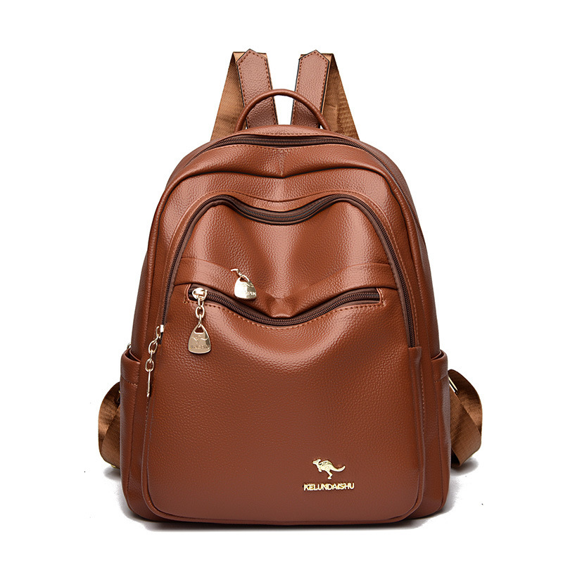 Textured Soft Leather for Women 2025 New Commuter Multi-layer Large Capacity Ladies Backpack Travel School Bag ddmymoon