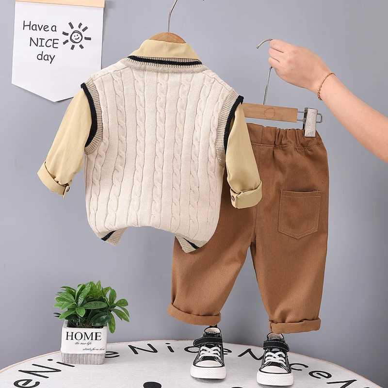 3Pcs/Set Spring Autumn Fashion Baby Clothes Suit Kids Boys Clothing Children Vest Shirt Pants Toddler Costume Infant Tracksuits Z250811