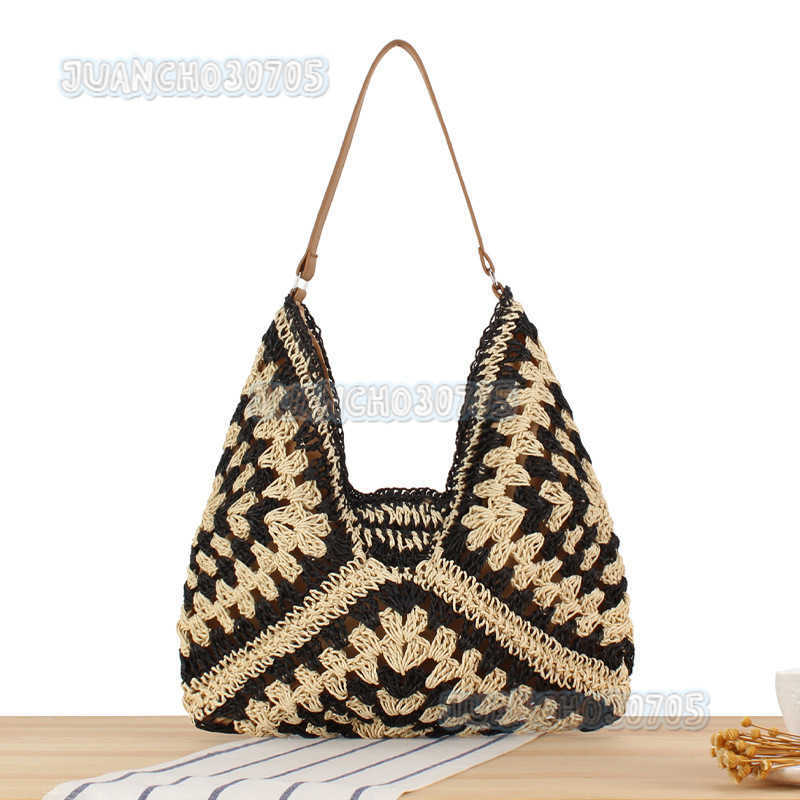 2023 Trendy New Large Capacity Woven Bag Versatile Fashion Paper Rope Bag Vacation Commuter Bag H250809