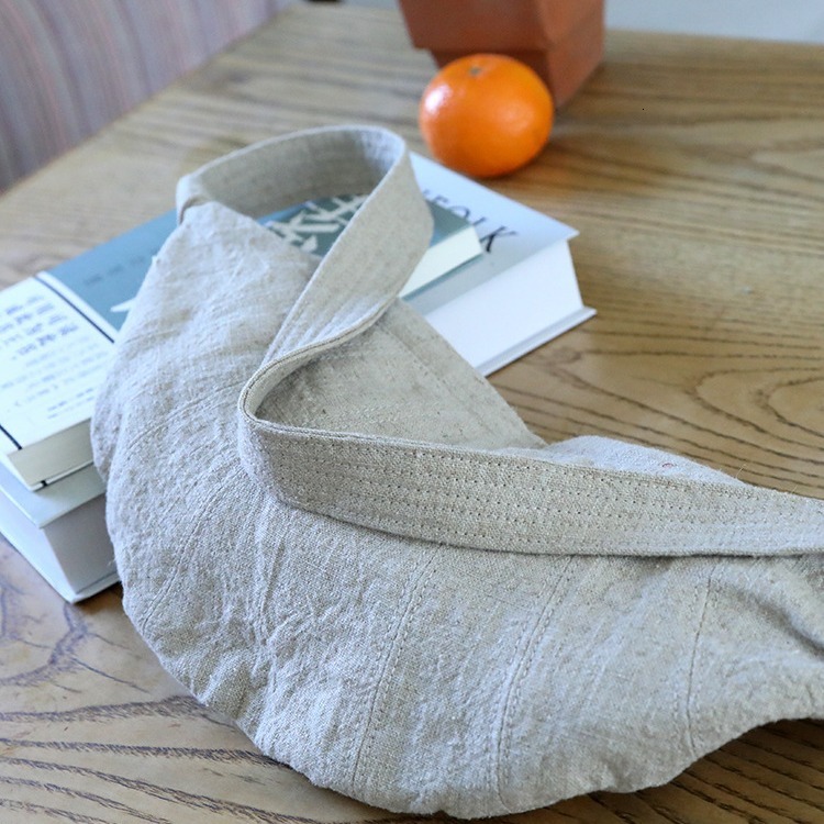 New 2025 Minimalist Art Cotton Luxury Bag, Free Shipping, Designer Linen Slanted Dumpling Canvas Bag, Niche Design, Casual Women's Armpit Handbag