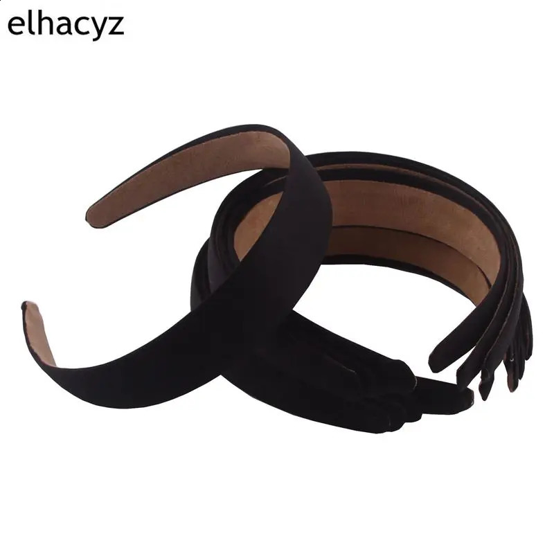 14pcs/lot Lady Solid Satin Hair Black Plain Alice Headbands 1Inch Width Hairband Ribbon Hair Accessories 250805