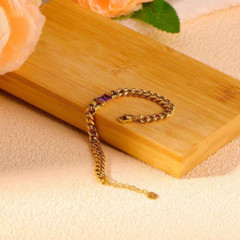 Fashion Dia-Encrusted Bracelet Gold Stainless Jewelry Niche Korean Style Women's Simple Titanium Steel Accessories