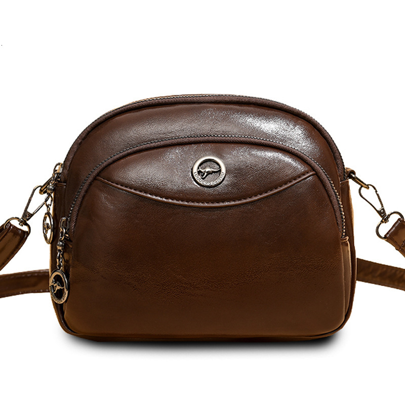 Oil Wax Leather Small Round for Women, New Simple Versatile Three-Layer Large Capacity Shoulder Crossbody Bag ddmymoon