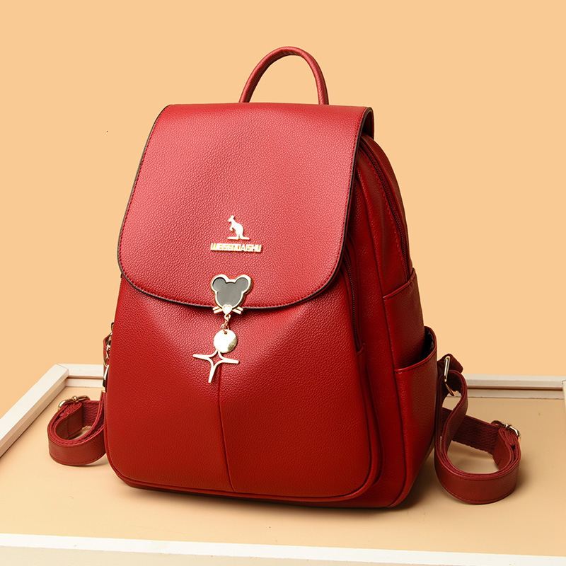 Casual Large Capacity Backpack for Women 2025 New Fashion Trend PU Leather Commuter Versatile Travel Bag ddmymoon