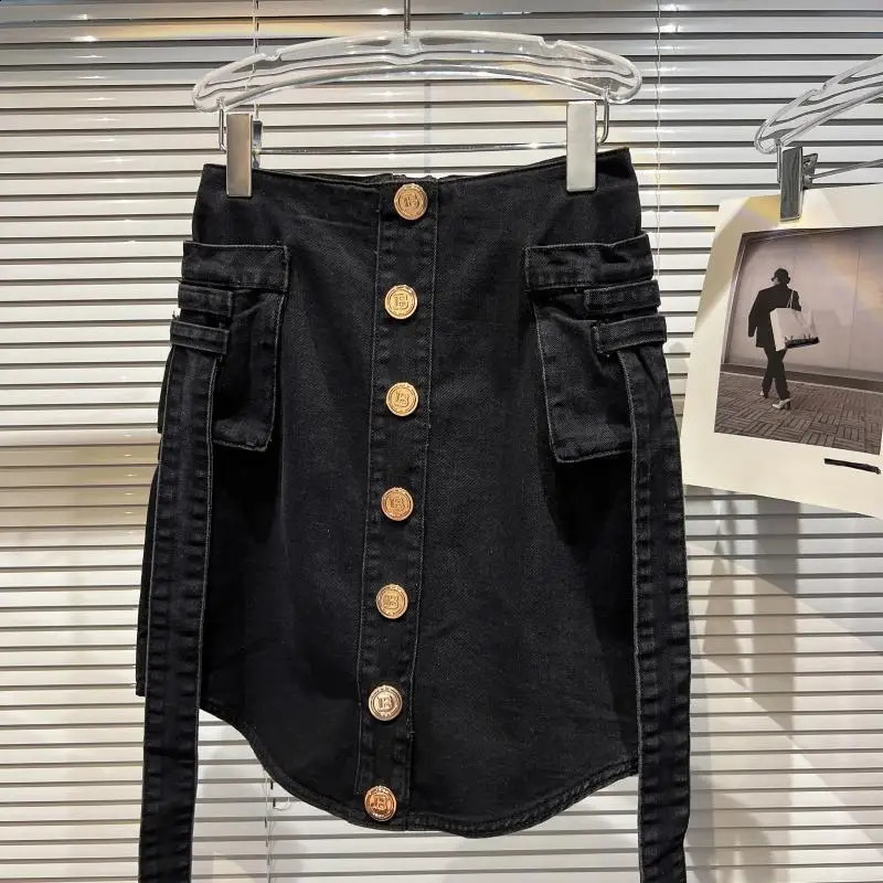 Metal buttons Denim 2 Piece Set Women Spring Autumn Retro Skirt Suits Short Denim Jacket Coat jeans Skirt Two Piece Set Sets 250807