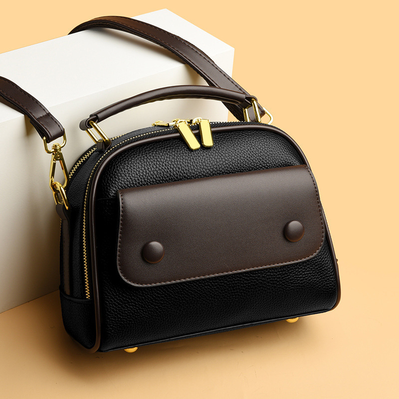 Soft Surface Handbag Women's New Fashion Middle-aged Mom Casual Versatile Multi-layer Large Capacity Shoulder Crossbody Bag ddmymoon