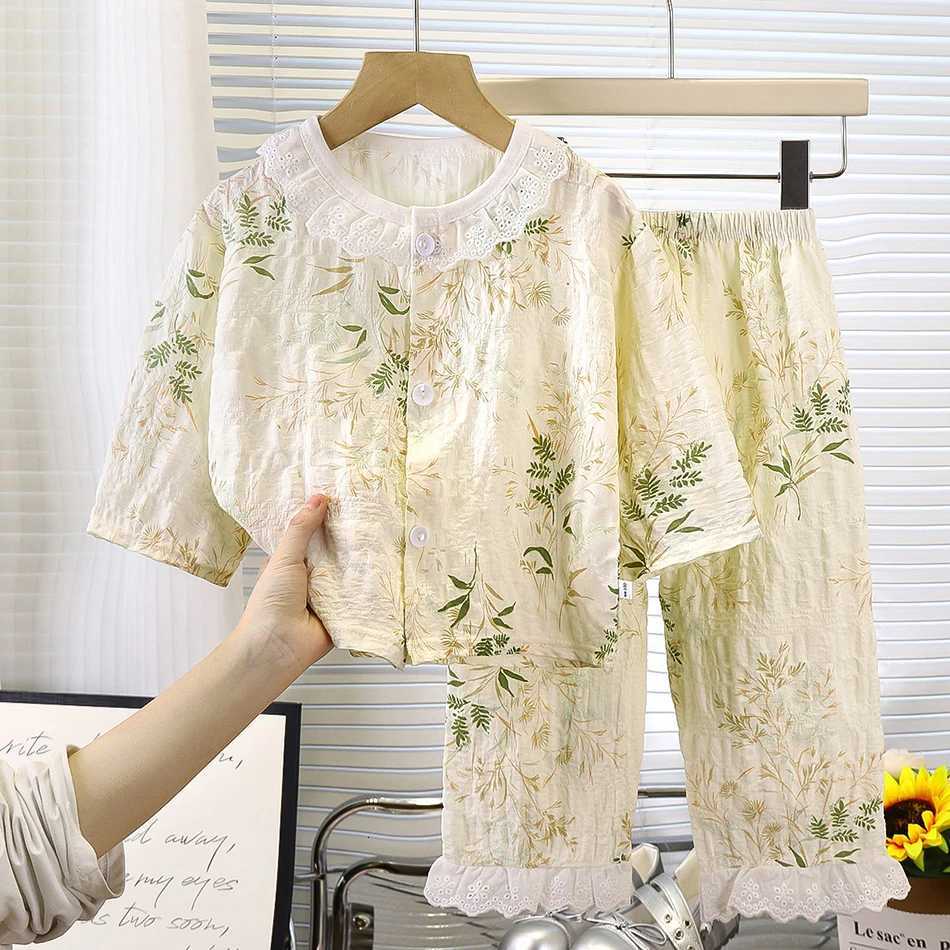 2 Pcs Summer Fall Long Sleeve Home Clothes Set Girls Sleepwear Sets Childrens Pajamas Spring Baby Girl Air Conditioning Suit Z250811