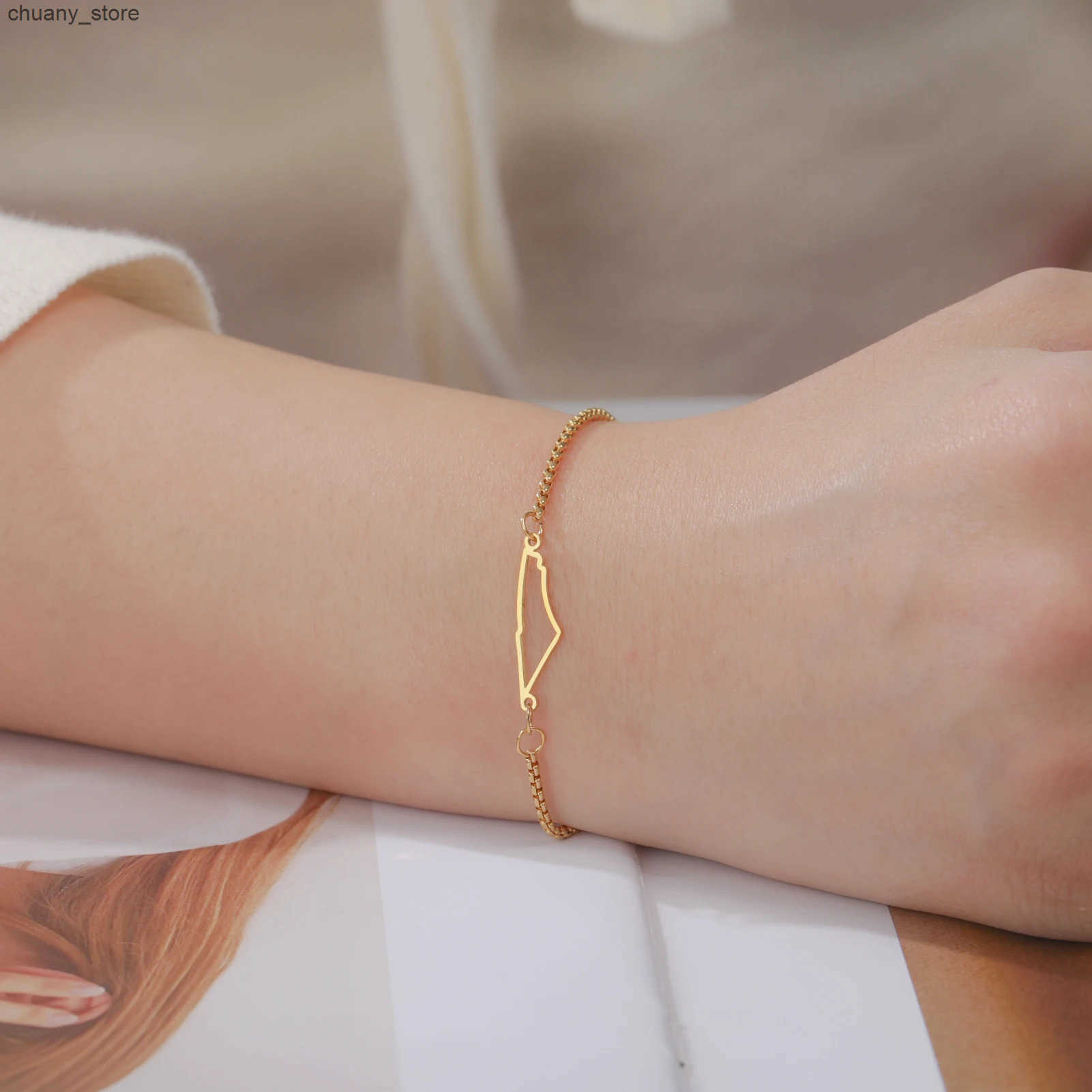 Hollow Palestine Map Pendant Stainless Steel Adjustable Box Chain for Men and Women Israeli Ethnic Jewelry Gift L250811