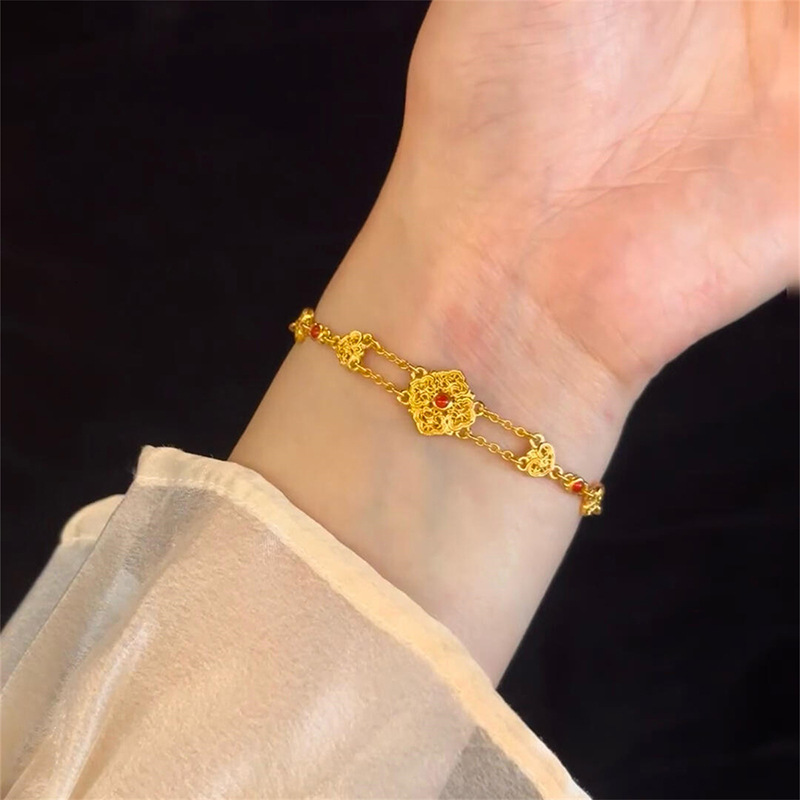 Pattern Hollow Light High-end New Chinese Style Bracelet Elegant Versatile Fashion Jewelry