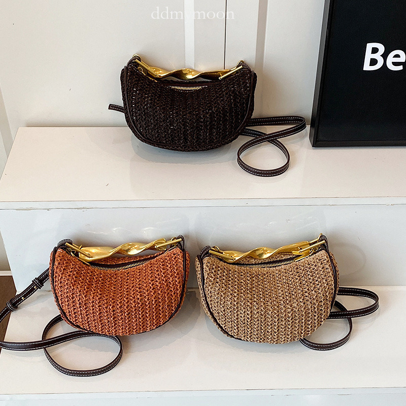 Handheld Woven for Women 2025 New Casual High-end Metal Chain Single Shoulder Crossbody Small Bag ddmymoon