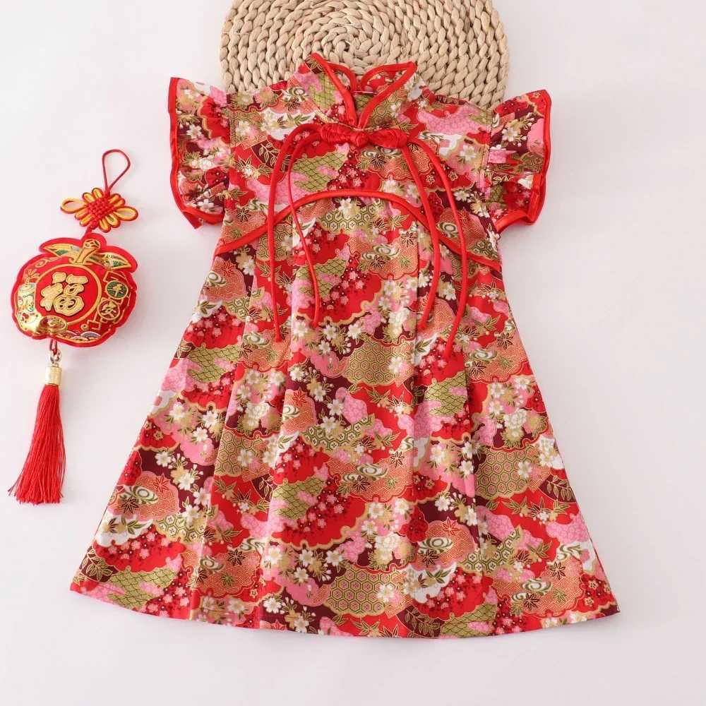 Fashion Casual Girls Dresses Performance Outfit Summer Kids Cheongsams Costume Red Baby Qipao Chinese Girl Clothes Dress Vestidos W250811