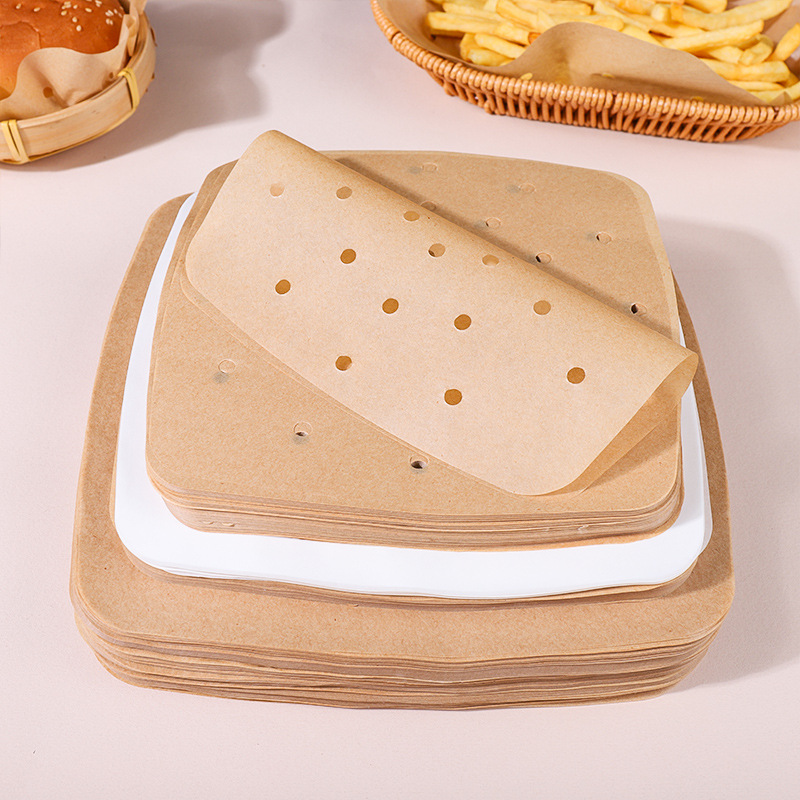 100 sheets of steamer paper air fryer paper square silicone oil paper baking paper thickened food grade oil absorption and antistick