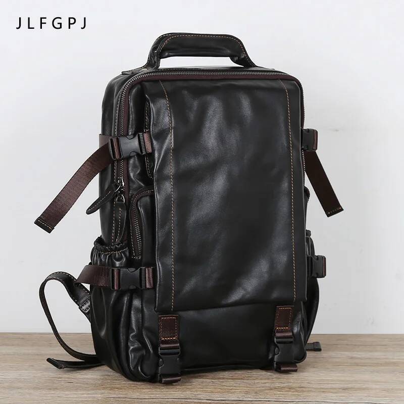 Retro First Layer Cowhide Men's Multifunctional Large Capacity Genuine Leather Leisure Travel Backpack high-quality