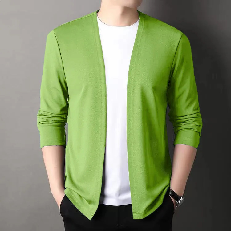Slim Cardigan Spring and Autum Thin Outwear Casual Long-Sleeved Trendyy Versatile Mens Fashion Solid Color Slim Autum Cardigan Mens Clothing 250805
