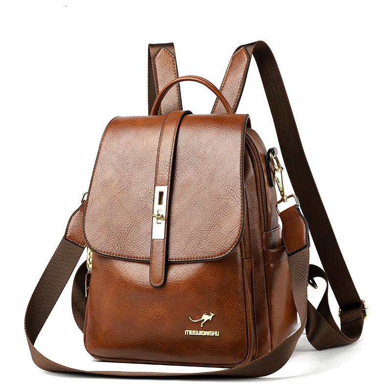 Soft Leather Women's New Multi-use Large Capacity Backpack Trendy Student Schoolbag Travel Bag ddmymoon
