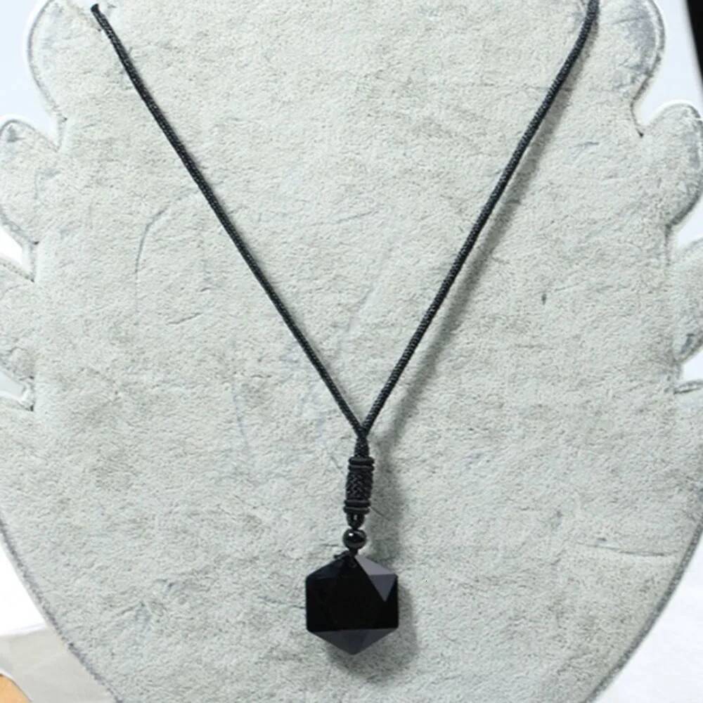 Obsidian Hexagram Pendant Necklace Protection Natural Black Lucky Stone Star Amulet Pendants Fashion Jewelry For Men Women