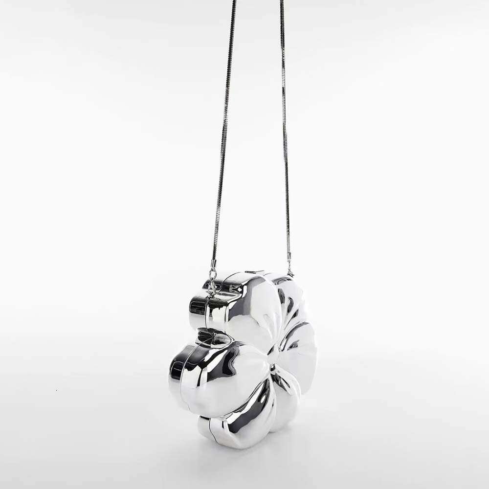 New Half Round Flower Electroplated Bag fashion Personality Socialite Dinner Party