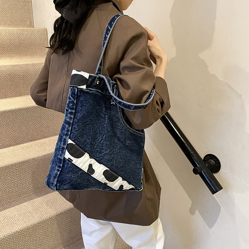 Design Denim Single Shoulder for Women New Versatile Crossbody Tote Fashion Commuter Shopping Bag