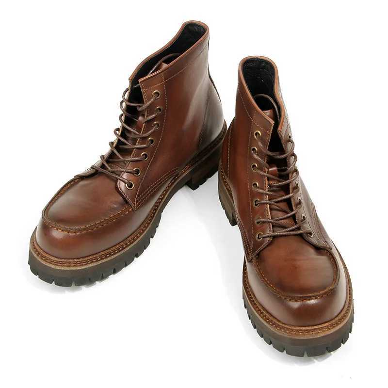 YETTIES American Vintage Workwear Boots Martin Boots Mens Winter High-top Leather Boots Mid-top Short Boots W250811
