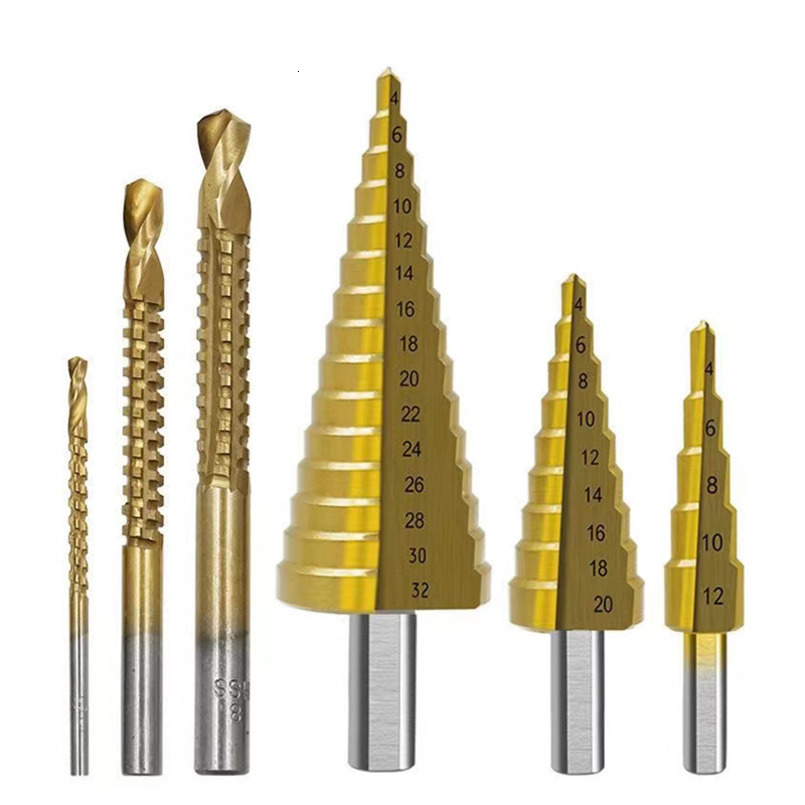 6-Piece Expanding Tower Set, Step Bits, 3 Sawtooth Drill Bits