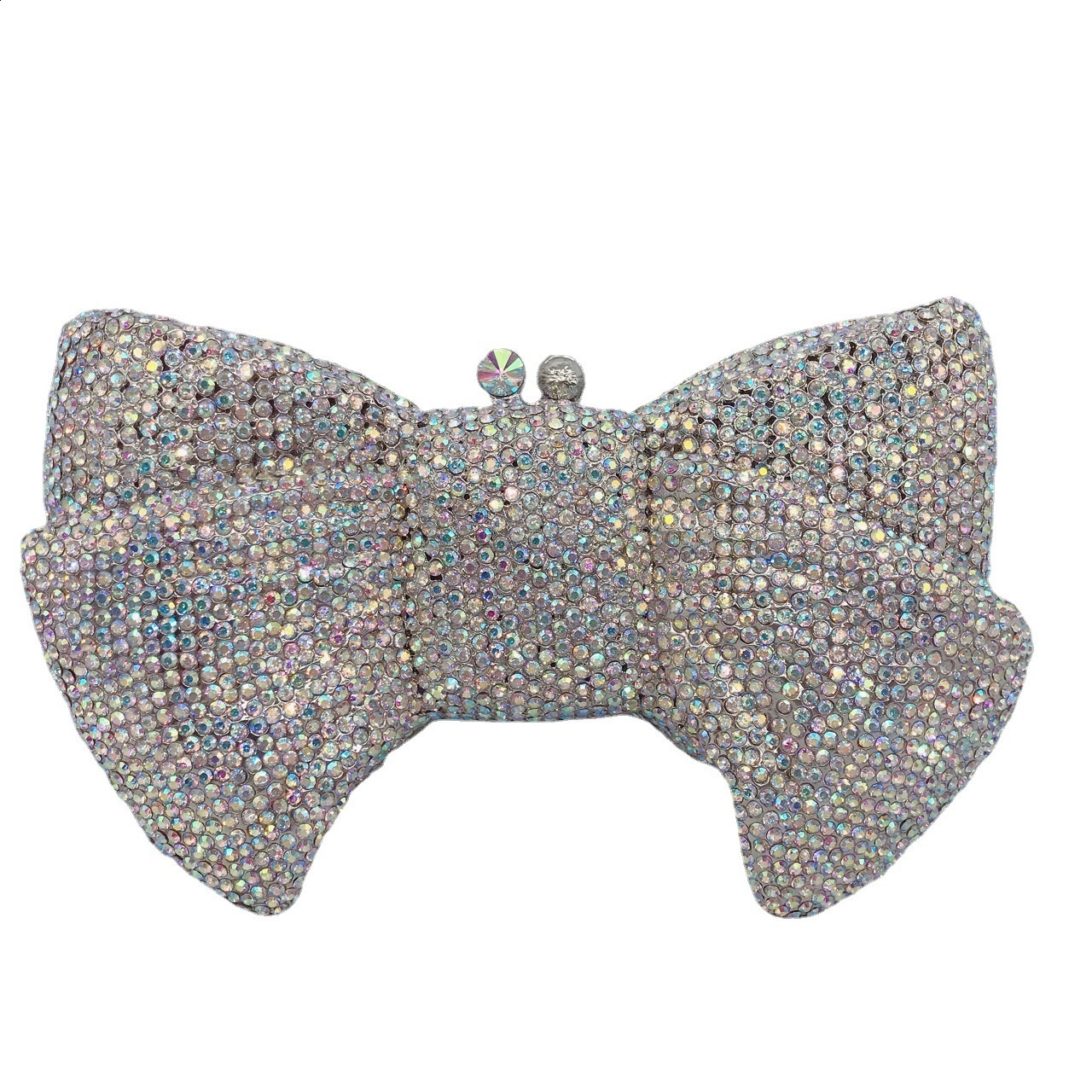 Pink red gold silver blue bow shaped womens crystal handbags and wallets party bride metal evening wallets womens diamond clutch bags 250311