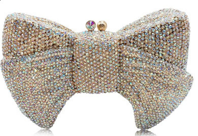 Pink red gold silver blue bow shaped womens crystal handbags and wallets party bride metal evening wallets womens diamond clutch bags 250311