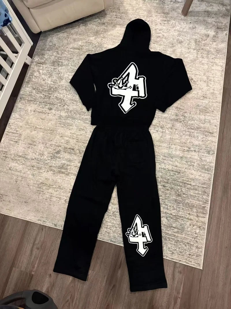 Harajuku streetwear men clothing Set style American letter print sportswear fashionable loose casual couple set 250809