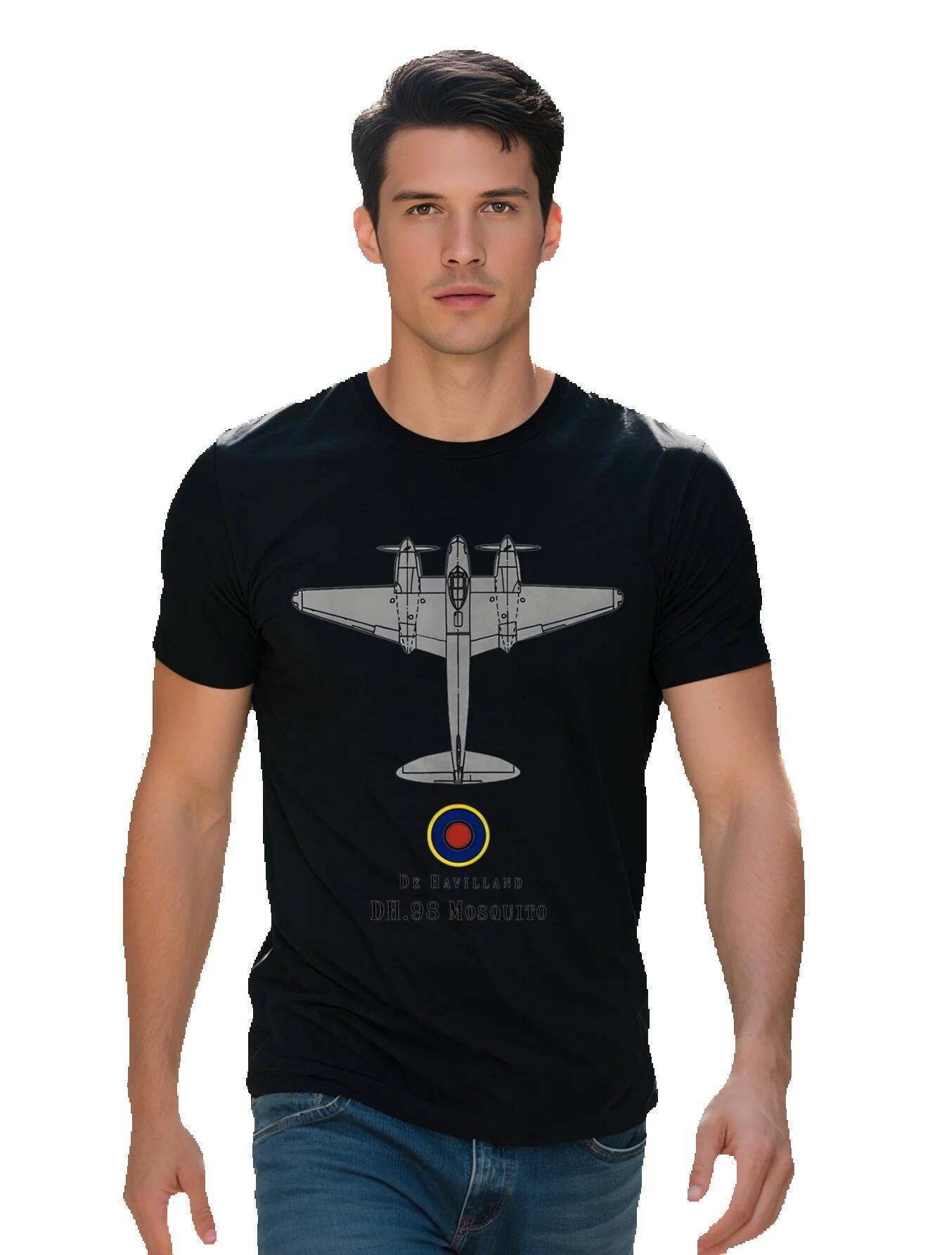 Men s Casual Crew Neck T Shirt with Unique Airplane Print Breathable Polyester, Washable, Perfect for Summer 23174 ecb00