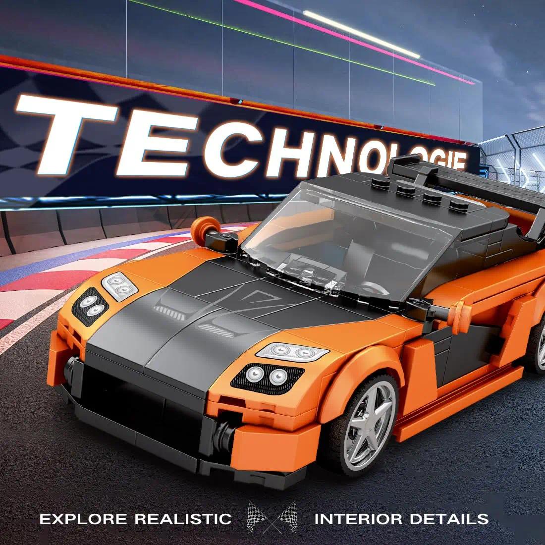 367PCS RX7 Sports Car Building Blocks Classic Vehicle Model Desktop Decoration Creative DIY Toy Holiday Gift for Kids Collectors