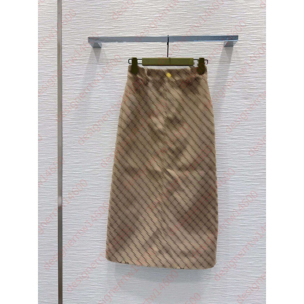 designer womens skirts Khaki jacquard skirt Luxury brand Glogo printing Delicate texture Classic age reduction high quality Zipper placket Fashion elegant autumn