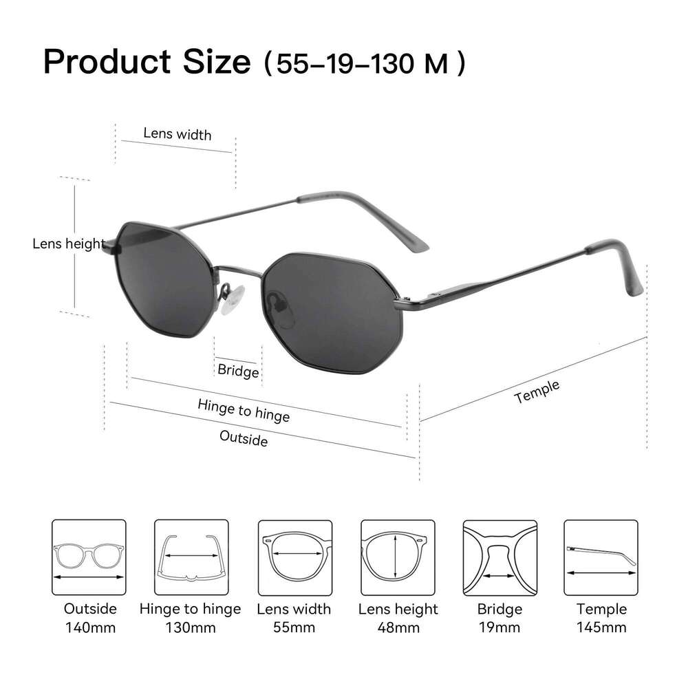 ZENOTTIC Retro Small Polygon Polarized Sunglasses Women Metal Sun Glasses Men Anti-Glare UV400 Goggles Driving Eyewear