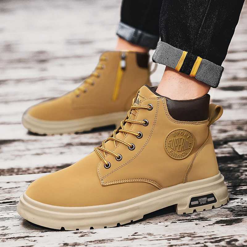 Ankle Boots Men Retro Work Shoes Autumn Winter Thick Bottom High Top Outdoor Boots Leather Waterproof High Quality Chelsea Boots W250811