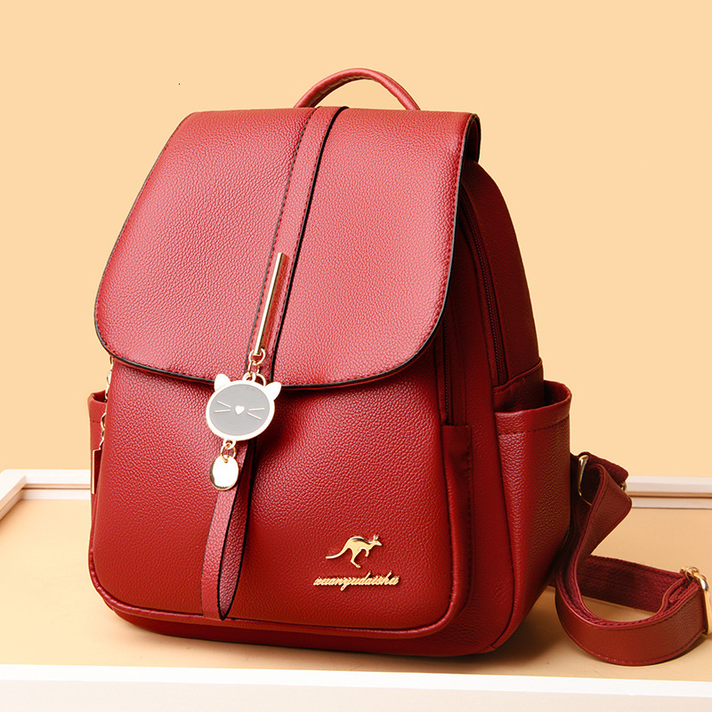 Soft Leather for Women 2025 New Korean Fashion Casual Large Capacity Student School Travel Small Backpack Women's Bag ddmymoon