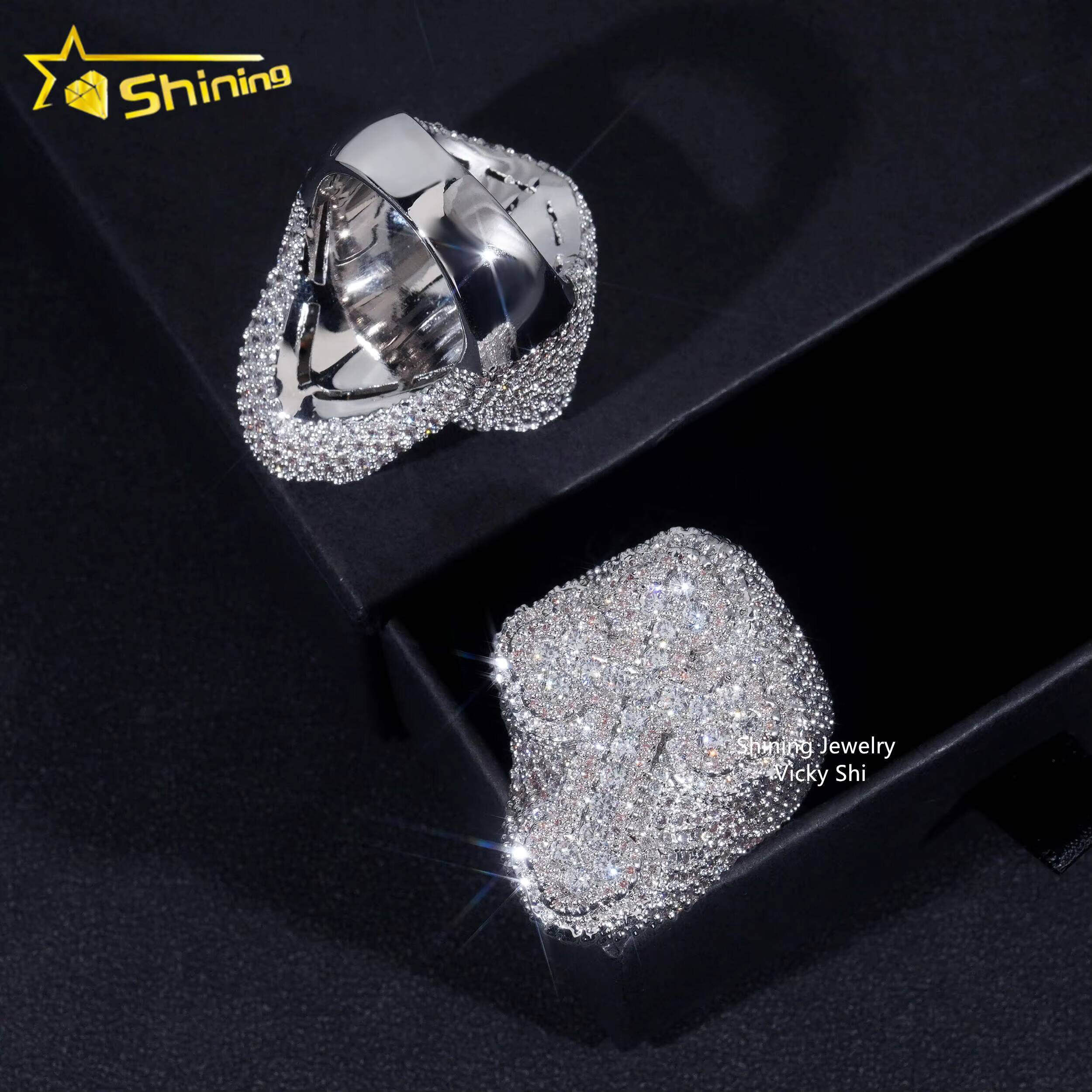 Fast Shipping Iced Out Hip Hop Ring Men Fashion Brass Cubic CZ Diamond Cross Ring Luxury Style Wedding Engagement Rings