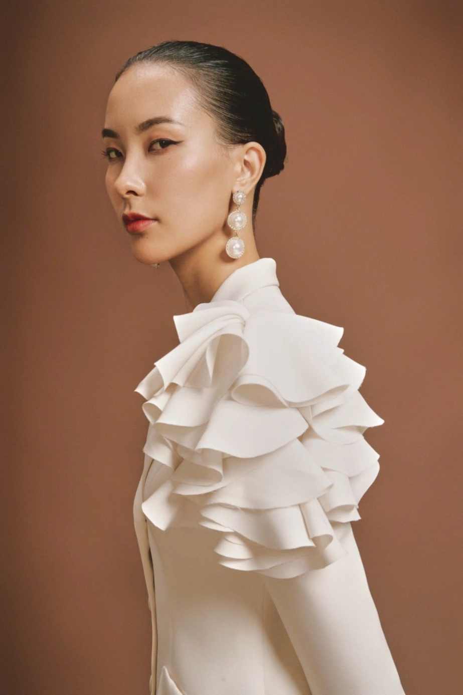 Elegant Women Skirts Suits 2 Pieces Customized Ruffles Long Sleeve Jacket Blazer Set Ladies Formal Wedding Guest Wear