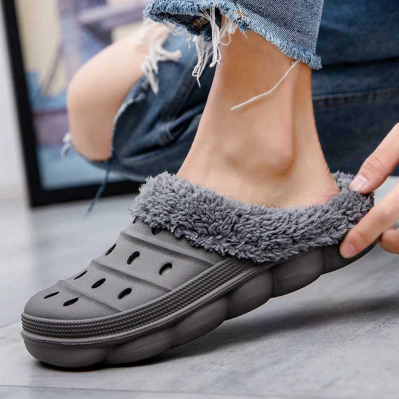 Winter Men Women Slippers Warm Furry Slippers Unisex Concise Indoor Home Cotton Shoes Men Casual Fluff Slides Plush Fur Clogs 45 XJ250811