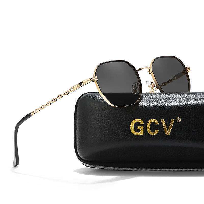GCV Brand Classic Retro Women's Rectangular Square Metal Frame Glasses, Sunglasses, Polaroid Lenses, Box Sunglasses Glasses