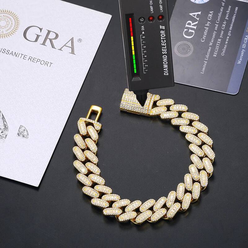 TUHE High Quality New 14mm Cuban Link Necklace Men Mossanite Sterling Silver 925 Chains Necklaces Hip Hop Jewelry