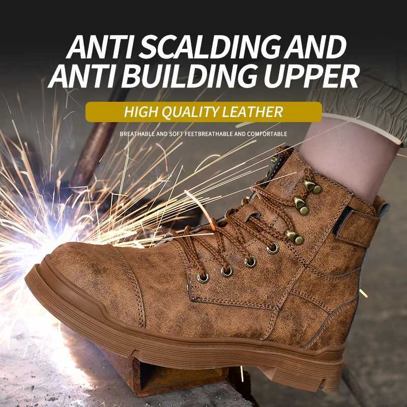 Safety Shoes For Men Lightweight Steel Toe Original Waterproof Work Safety Sneakers Boots Anti-Smashing Steel Toe Puncture Proof W250811