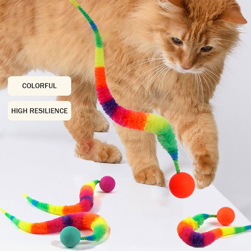 Cat interactive toys Tickle Cat Colorful bouncing ball Pet supplies Puzzle teasing indoor cat worm caterpillar elastic toy