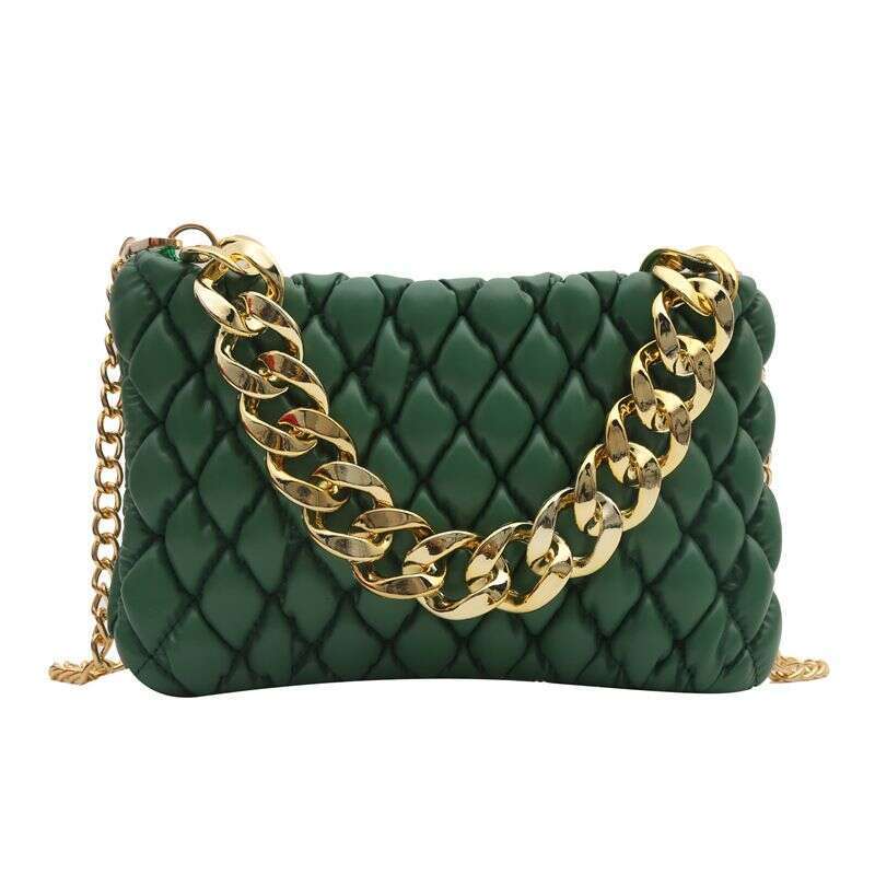 designer leisure Women's trend personality simple pleated shoulder women's fashionable texture thick chain crossbody envelope bag
