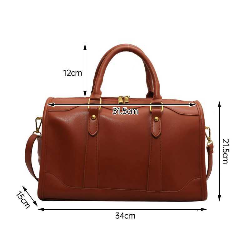 Large Capacity Tote Handle Bags for Women Solid Artificial Leather Fashion Boston Crossbody Bag Simple Travel Shoulder Bag for Ladies Z250811