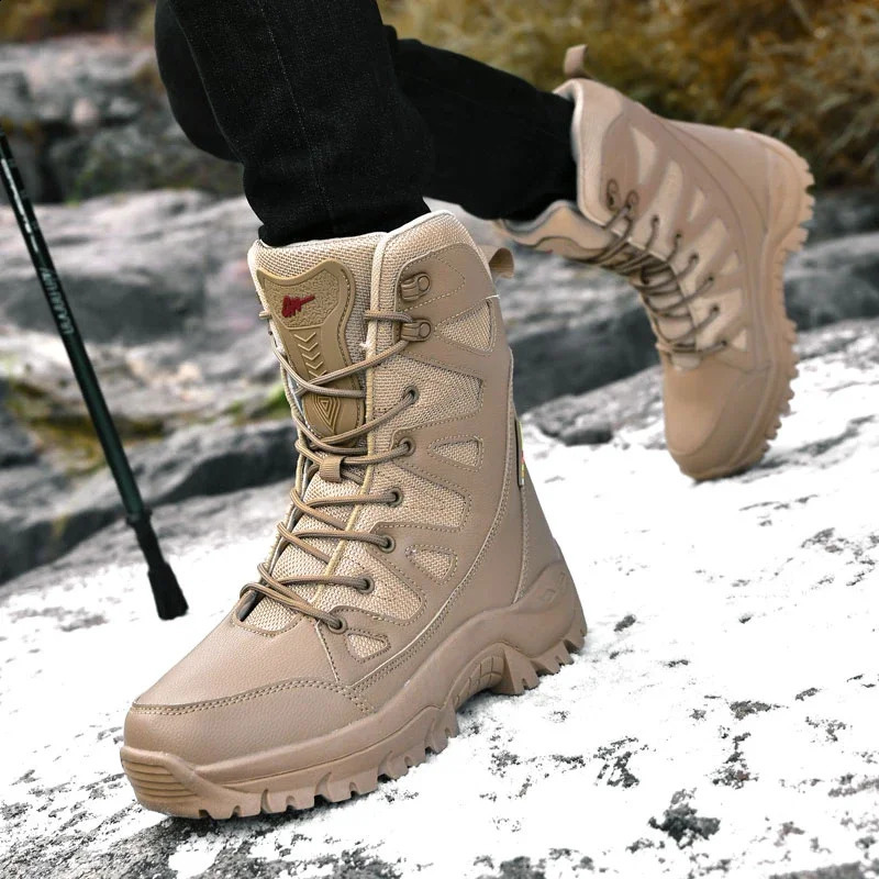 Men Tactical Boots Waterproof Hunting Hiking Shoe Lace Up Desert Unisex Army Boot Male Women Motorcycle Climbing Shoe 250805