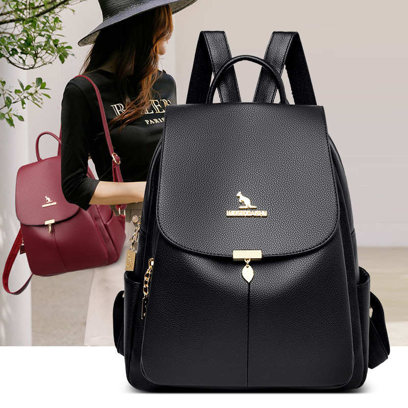 Soft Leather Women 2025 New High-end Casual Large Capacity Backpack Fashion Travel Student School Bag ddmymoon