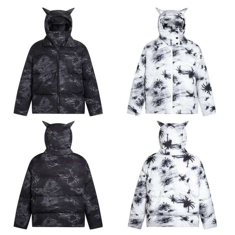 Clothing Club American Street Masked Collar Solid Color Hooded Men's Winter Thickened Cotton Jacket Couple