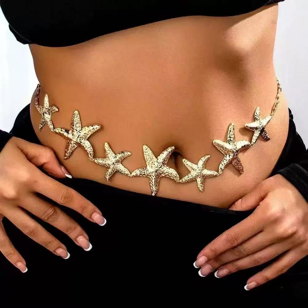 Personalized Multi-Color Starfish Flower Waist Chain Body Chain Women's Beach Holiday Accessories