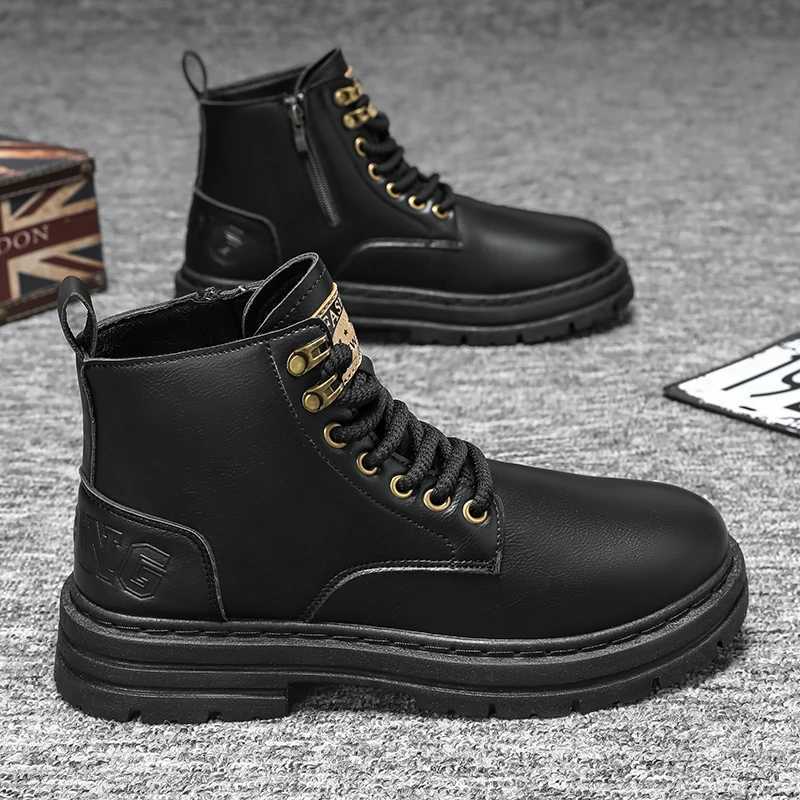 4 Seasons Mens Boots Soft-sole Non-slip Casual Boots Fashion Outdoor Work Boots High Boots Classic Joker Youth Leather Boots W250811