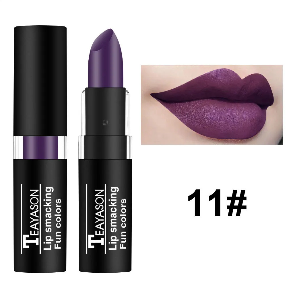 12 Color Lipstick Waterproof Long Lasting Cosmetic Black Blue Purple Green Matte Make Up Lip Gloss Makeup Red Lipstick 250809